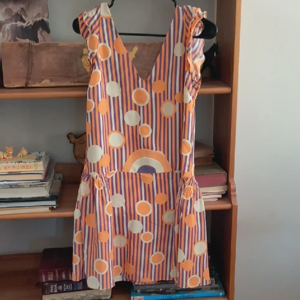 Marc Jacobs VINTAGE Geometric Silk Purple Orange Striped Sleeveless Mini Dress - Picture 1 of 8
